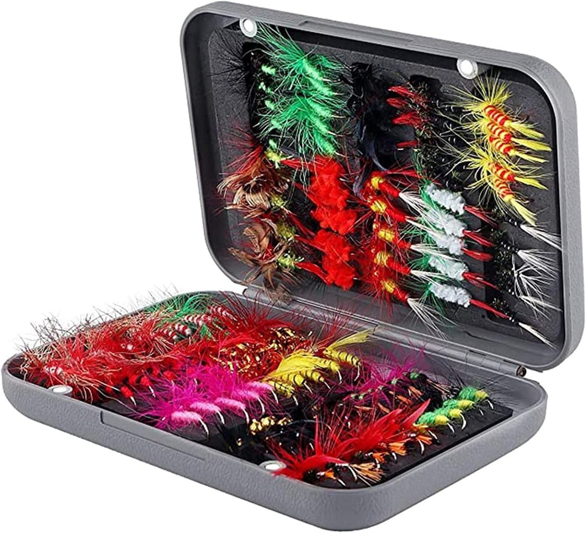 Droge en natte vliegen assortiment met waterdichte doos voor forel — afbeelding 1