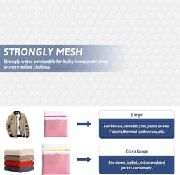 Wasmachine wasnetten set van 5 stuks, waszak met rits voor delicate kleding, jassen, schoenen en babykleding — thumbnail 2