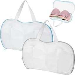 Waszakken voor beha's en ondergoed - 2 stuks, net voor de wasmachine, 30 x 15 cm, ideaal voor delicate kleding en wasbescherming, grijs en blauw — thumbnail 1