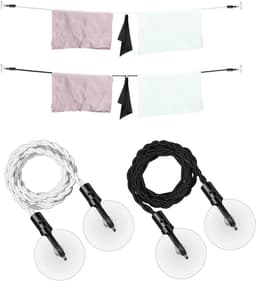 Intrekbare Waslijn - Reiskledinglijn Drooglijn - Kleding Drogen - Verstelbare Lengte - 2.8 Meter - Zwart Wit — thumbnail 1