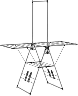 COVREO Droogrek 156,5 x 68 x 192 cm zilver, RVS met 4 schoenenhouders — thumbnail 4