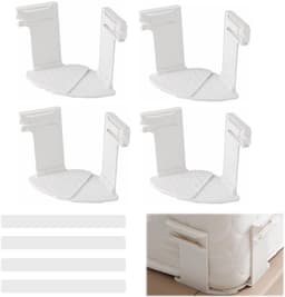 Set van 4 lakenhouders met vergrendelstrips en afneembare clips | Stevige, antislip lakenbevestigingen voor matrasbeschermers, dekens en beddengoed — thumbnail 1