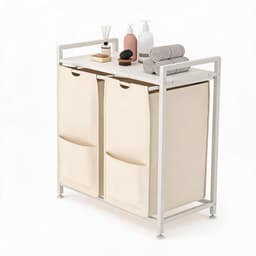 Danky Multifunctionele Wasmand - 96L 2-Vaks - Afneembare tassen - Verstelbaar frame met bovenopbergplank — thumbnail 1