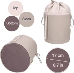 Thijox - Canvas Wasknijperzak Extra Groot Taupe Grijs met 200 Klemmen, Stevige Waszak met 2 Karabijnhaken voor Wasrek, Camping, Tuin, Keuken — thumbnail 2