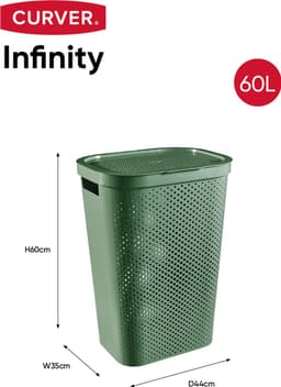 Curver Infinity Recycled Dots Wasmand met deksel - 60L - Groen — thumbnail 2