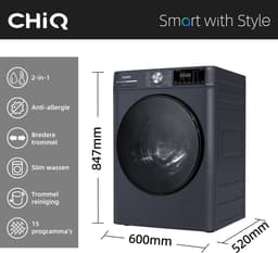CHiQ CW85862HX - Was-droogcombinatie - Full Service - 8+5KG -OneTouch Smart Wash - 15programma's - Stoom & Allergiezorg -Klasse A/D- 12 jaar garantie op motor - 2026 Nieuw — thumbnail 5