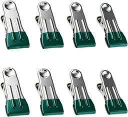 Metalen Wasknijpers - Robuuste Clips - Kleding Drogen - Rubberen Uiteinden - 8 Stuks - Groen — thumbnail 1