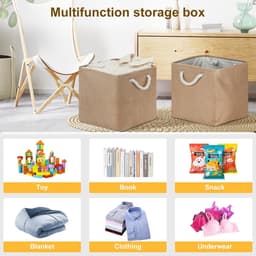 4 stuks opvouwbare opbergdozen – 33x33x33 cm, geschikt voor Kallax, kleding, speelgoed (khaki) — thumbnail 2