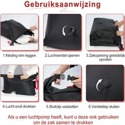 SnelShoppen - Zwarte waszak voor reizen, compressiezak 70D nylon, TPU waterdicht, herbruikbare vacuümzak voor kleding, M - ideaal voor camping, zwemme — thumbnail 4
