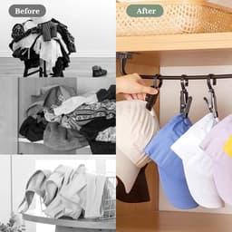 Washaken Clip - Drooghaak voor kleding - met 360 graden draaibare haak - Washaken met klemmen - kleerhangers voor sokken - Sterke plastic wasknijpers - Veelzijdig - draagbare antislip plastic hangers clips - 10stuks - zwart — thumbnail 4