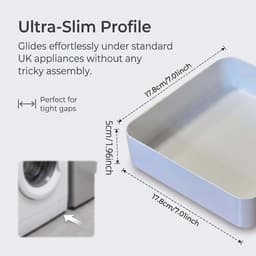 2 stuks Lekbakken voor de wasmachine - Filterbak voor wasmachines - Opvangbak voor de afvoerslang van de wasmachine - Vierkante lekbak - Afvoertrechter voor wasdrogers - Met reinigingsborstel - Voor wasmachines, drogers (17,8*5 cm - Wit) — thumbnail 2