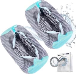 2 x Dikke Waszakken voor Wasmachine, Grijs, Herbruikbaar, Anti-deformatie, 360° Reiniging, Verborgen Rits, Geschikt voor Sportschoenen en Kleding — thumbnail 1