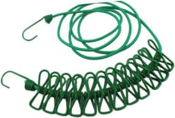 Elastische Reis Waslijn - Waslijn met Klemmen - Drogen van Kleding - Uittrekbaar en Rekbaar - 190 cm - Groen — thumbnail 5