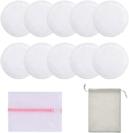 SnelShoppen - 10 Pack Organische Bamboe Borstvoedingskussens, Herbruikbare Borstvoedingspads, Wasbare Melk Pads, Inclusief Waszak & Opbergtas, Comfort — thumbnail 1