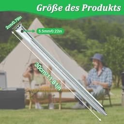 SnelShoppen - Pack van 12 Tentstaken, Grondankers 30 cm, V-profiel, Robuuste Metalen Grondspikes voor Camping, Tuin, Vissen en Avontuur — thumbnail 5