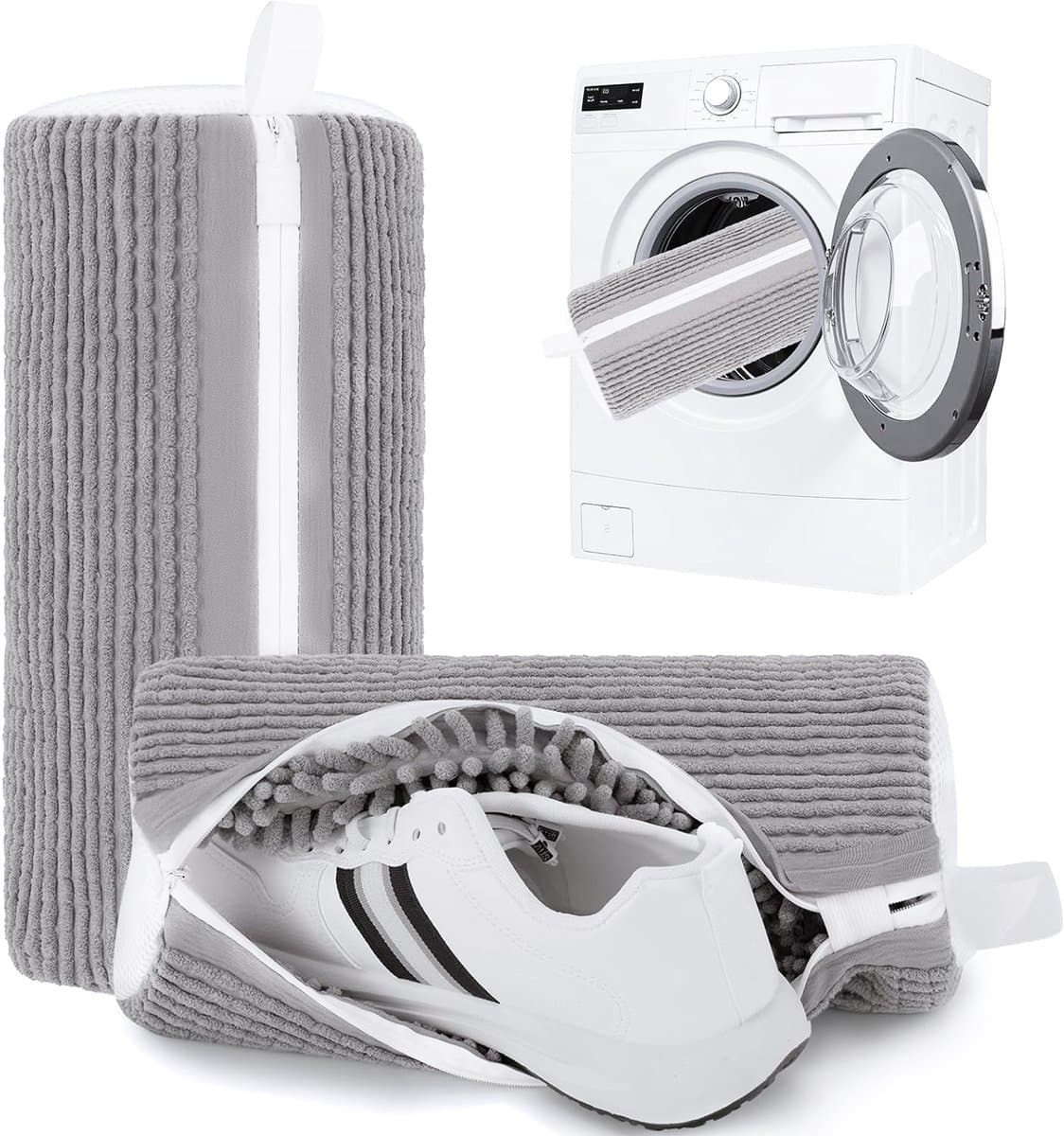 YONO Waszak voor Schoenen - 2 Stuks - Schoen Waszak Wasmachine - Waszak Sneakers - Herbruikbare Schoenenwaszak - Microvezel Reiniging - Grijs — afbeelding 1