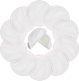 SnelShoppen - Herbruikbare Katoenen Borstvoeding Pads (10 Stuks) - Wasbare en Absorberende Borstvoedingspads met Waszak - Ø 12 cm - Milieuvriendelijk — thumbnail 1