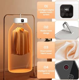 Draagbare Wasdroger - 600W Elektrische Wasdroger - droger warmtepompdroger - Opvouwbare droger - Afstandsbediening met timer - Twee snelheden - Geschikt voor thuis, campers, appartementen en hotels - Wit — thumbnail 2