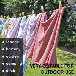 Waslijndraad - 15 meter - Waslijn - Uittrekbare Waslijn - Roldrooglijn - Drooglijn Oprolbaar - Wasrek - wanddroogrek - droogrek - voor kamperen - om doorzakken te voorkomen - voor het drogen van kleding binnen en buiten - grijs — thumbnail 2