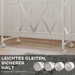 STILVORA Droogtoren – 150 x 103 x 197 cm – Verstelbaar En Inklapbaar – Roestvrij Staal – Zilver – Met Wielen Voor Binnen En Buiten — thumbnail 5