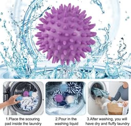 SnelShoppen - 9 Stuks Wasmachine Droger Ballen, Herbruikbare Wasballen voor Donsjacks, Antistatisch, Vermindert Kreukels, 6 cm, Blauw, Wit, Paars — thumbnail 5