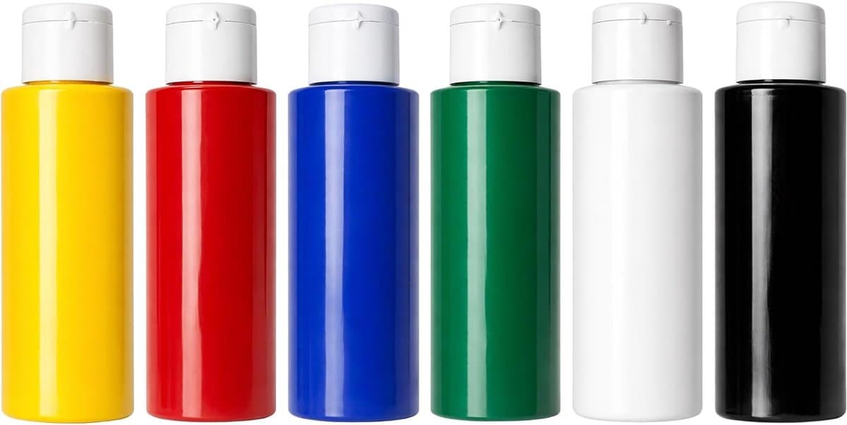 Stoffverfset, wasbestendig, voor lichte stoffen, ideaal voor het schilderen van T-shirts, doe-het-zelf tassen, kussens, 6 kleuren x 60 ml — afbeelding 1