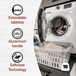 Interlink Lifestyle Studio Flow wasruimtecombinatie Bundel 3 antraciet - Complete wasruimte met 2 wasmachinekasten, 2 opbergkasten en 4 bovenkasten - Uittrekbare werkbladen - Softclose - Aluminium grepen - 268 x 68 x 208 cm — thumbnail 4