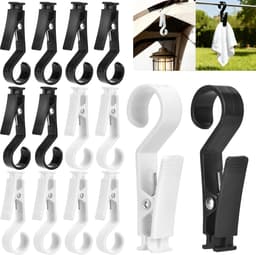 12 stuks hoogwaardige grote droogclips, campinghaken, handdoekclips, haken, tent buiten, geschikt voor campingverlichting, kleding, handdoeken — thumbnail 1