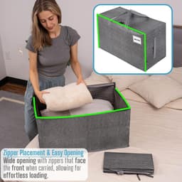 102 liter grote opbergtas met deksel, duurzame handgrepen en ritssluitingen voor verhuizing, kledingopslag, huisbenodigdheden, waterafstotend (grijs, verpakking van 2) — thumbnail 3