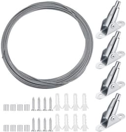 Staalkabel 10 meter - Verstelbaar 2 mm - Spanslot - Montageklem - Beweegbare ijzeren klinknagels - Roestvrij staal - Kabelset — thumbnail 1