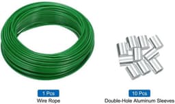 - Kabel - 30 m - Voor het ophangen van lampen en decoraties - Groen - Geschikt voor tuin en feesten - Inclusief 10 aluminium sleeves — thumbnail 4