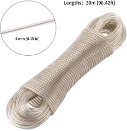 Waslijn Uittrekbaar 30m - 2 Pack - Stalen Kern - Roestvrij en Waterdicht - Duurzaam - PVC Coating - Waslijn Touw — thumbnail 4