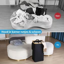 NIVA® Wasmand - Wasmanden - Wassorteerder - Zwart - 41cm x 33cm x 74cm — thumbnail 3