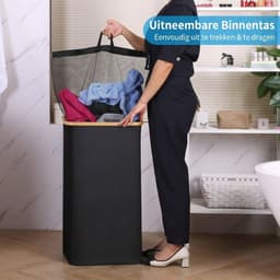 NIVA® Wasmand - Wasmanden - Wassorteerder - Zwart - 41cm x 33cm x 74cm — thumbnail 2