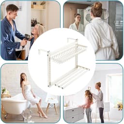 Radiator Droogrek - Handdoekdroger Hangend - Kleding Drogen - Dubbele Laag Koolstofstaal - 60 centimeter - Mat Zwart — thumbnail 5