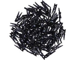 Houten Wasknijpers - Kledingknijpers Utility Clips - Foto's Ophangen - Natuurlijk Hout - 2.5*0.6CM - Zwart