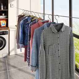 Waslijn Uittrekbaar 4,2 m - Wandmontage - Roestvrijstalen Staaldraad - Duurzaam - Waterdicht - Eenvoudige Installatie - Wasdroger — thumbnail 2