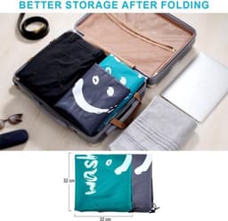 Waszak Set van 2 - Opvouwbare Waszakken - 61 x 91 cm - Grijze/Bluwe Waszak - Hoogwaardige Oxford Stof - Met Trekkoord - Wasmand — thumbnail 5