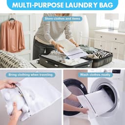 3 stuks waszakken - fijne maas waszakken - ondergoed waszakken - wasmachine speciale waszakken - met ritssluiting - grote capaciteit - scheurbestendig - huishoudaccessoires - geschikt voor ondergoed, slipjes, wasmachine (wit, meerdere maten) — thumbnail 2