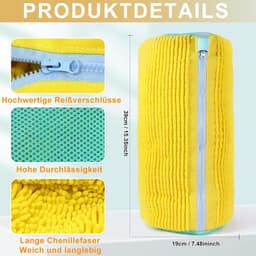 Waszakken, wasmachine, waszak, wasnet, waszak voor schoenen, schoenenzak wasmachine met 360 graden reinigingsdons en ritssluiting, herbruikbaar, geel — thumbnail 3
