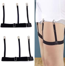 Dailygoods- Overhemdhouders - 2 Stuks - Antislip Klemmen - Verstelbaar tot 80 cm - Uniseks - Hoogwaardige Nylon/Legering - Zwart - Hemdklemmen — thumbnail 1