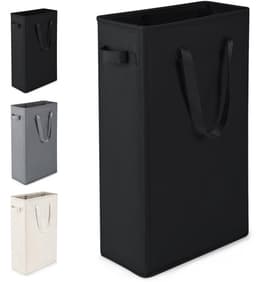 Dailygoods- Wasmand 45L - Opvouwbaar - Moderne Wasverzamelaar - Handvatten - Zwart - Geschikt voor slaapkamer/badkamer - Kledingmand — thumbnail 1