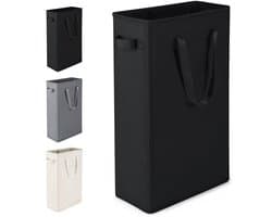 Dailygoods- Wasmand 45L - Opvouwbaar - Moderne Wasverzamelaar - Handvatten - Zwart - Geschikt voor slaapkamer/badkamer - Kledingmand