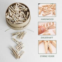Dailygoods- Wasknijpers Mini - Houten Klemmen - 50 Stuks - Kleine Wasknijpers - Decoratieve Clips - Voor Fotohouders/Knutselen - Duurzaam Hout — thumbnail 5