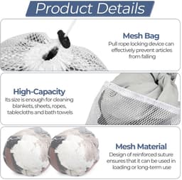 Dailygoods - Waszakken voor wasgoed, 3 stuks, waszak van netstof met trekkoord voor sokken, beha's, kleding, jassen (30 x 40 cm, 50 x 60 cm) — thumbnail 4
