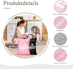 Dailygoods- Waszak Waterdicht - Waszakken voor Wasgoed - Reiswaszak - Opvouwbaar - Lichtgewicht - Ritssluiting — thumbnail 2
