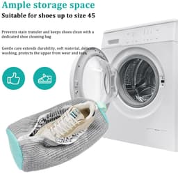 Dailygoods - OMJMYY 2 stuks waszakken voor schoenen, wasmachine, waszak voor schoenen, herbruikbaar, waszakken voor schoenen met ritssluiting, bescherming voor schoenen en kleding (grijs) — thumbnail 5