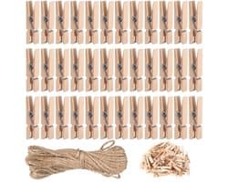 Dailygoods - 160 Stuks Houten Wasknijpers Klein - Mini Knijpers voor Foto's en DIY Decoratie