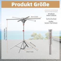 Dailygoods- Wasrek Inklapbaar - Hoogte Verstelbaar - Ruimtebesparend - Staand Droogrek - Kledingstandaard - Opvouwbaar Voor Binnen/Buiten — thumbnail 3