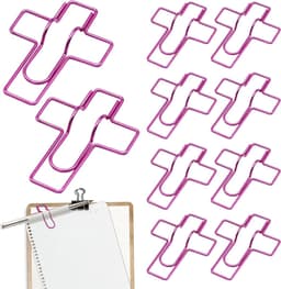 Pen Clips - Houders Notitieboek - Bureau Organisatie - Roestvrijstalen Grip - 10 Stuks - Roze — thumbnail 5